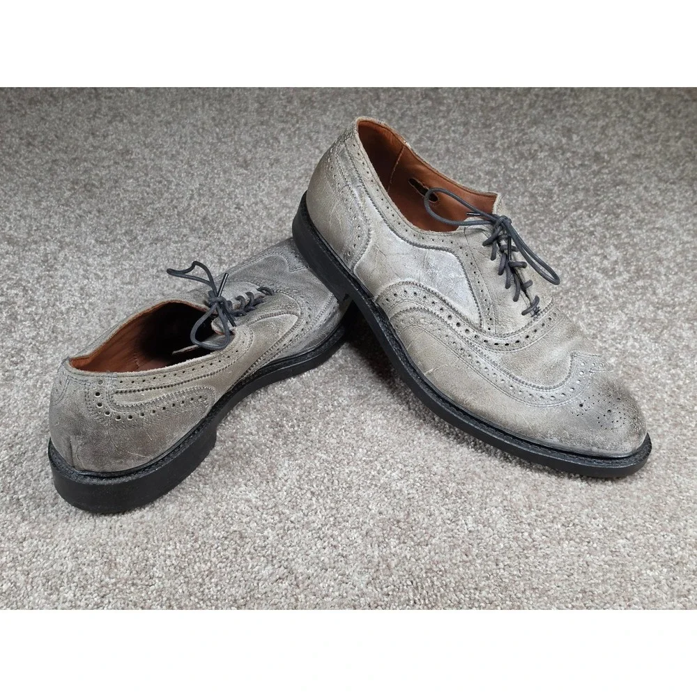 Allen Edmonds McTavish Grey Distressed Leather Wingtip Oxford Shoes Mens 12 D